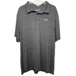 Under‎ Armour HeatGear Polo Shirt Men 2XL Gray Loose Fit Performance Golf Logo
